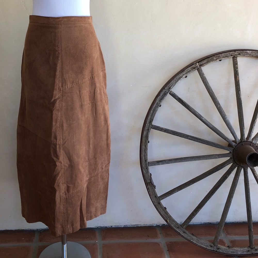 NAPA VALLEY Petites Vintage 80’s Long Vegan Suede Skirt Rare Plus 14P Super Cute